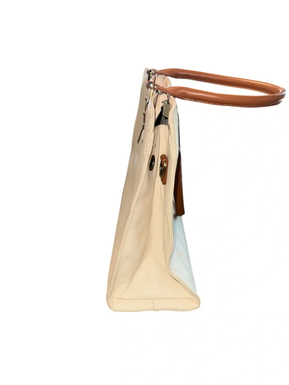 ECOSUSI Cream Vegan Leather Laptop Tote Work Bag 15.6” Purse